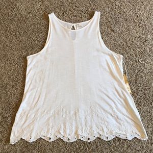 Lauren Conrad Off White Tank Top Lace Detail